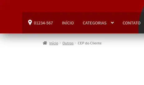 Item de menu com CEP preenchido